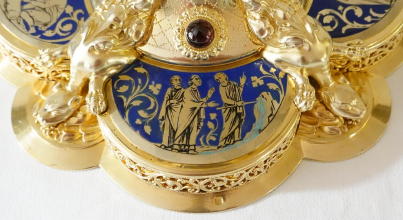 Ornate French antique solid silver gilt Gothic Chapel Set